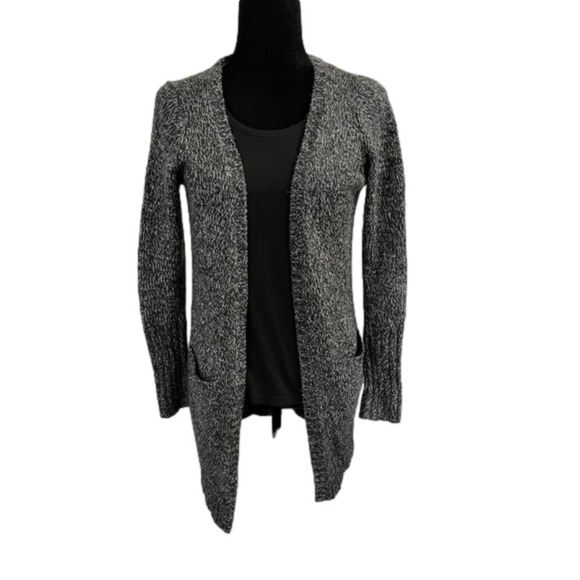 Vero Moda Black and White Knit Long Open Front Cardigan - XSmall - Picture 4 of 11